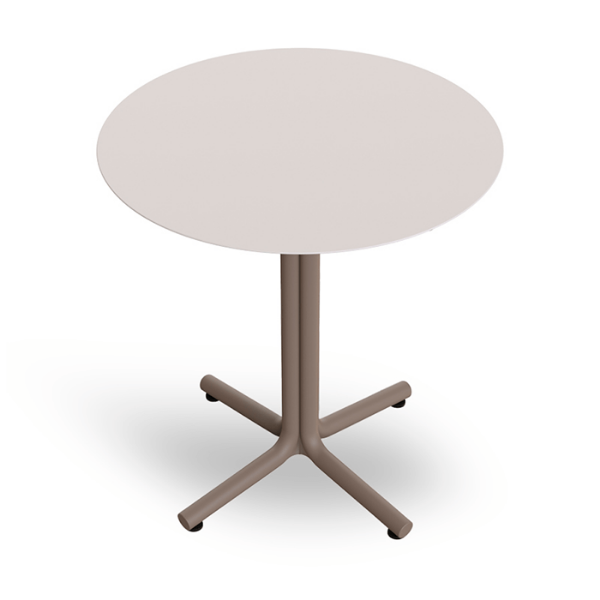 Bini 27.6” Polypropylene Round Dining Table with HPL Top - White/Sand