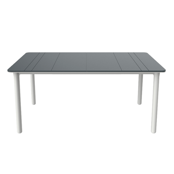 NOA 35.4” x 63” Rectangle Patio Table with Polypropylene Top and Fiberglass Legs - Dark Grey