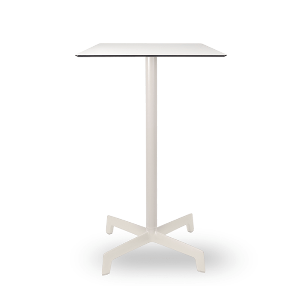 Sputnik 23.6” High Square Bar Height Table with HPL Top and Polyamide X Base - Ivory