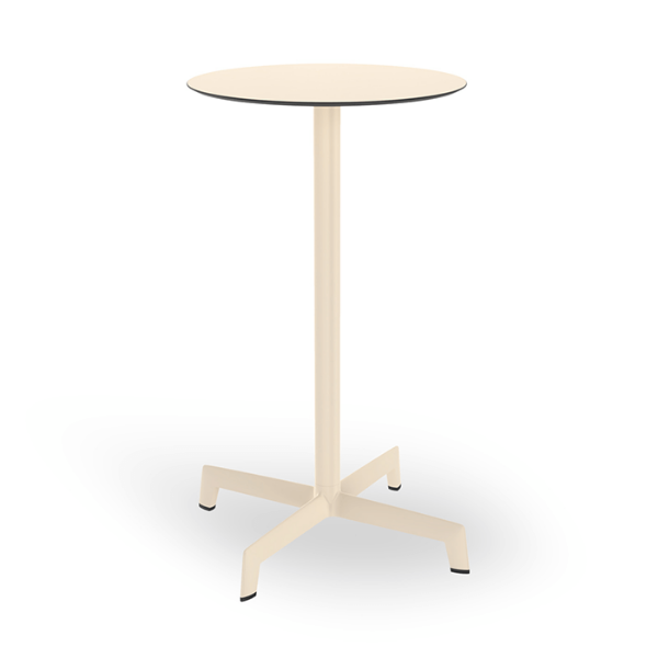 Sputnik 23.6” Round Bar Height Table with HPL Top and Polyamide X Base - Ivory