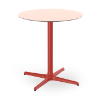 Toledo 27.6” Round Dining Patio Table with HPL Top and Painted Aluminum X Base - Light Red/ Red