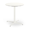 Toledo 27.6” Round Dining Patio Table with HPL Top and Painted Aluminum X Base - White