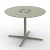 Toledo Air XL Round Dining Patio Table with HPL Top and Painted Aluminum X Base, 35.4” or 39.4” - Green Grey