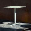 Toledo 27.6” Square Dining Patio Table with HPL Top and Painted Aluminum X Base - Lifestyle