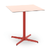 Toledo 27.6” Square Dining Patio Table with HPL Top and Painted Aluminum X Base - Light Red / Red