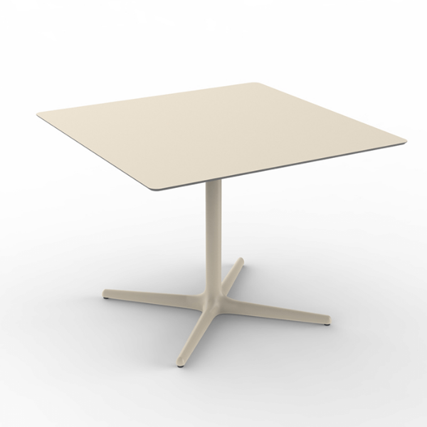 Toledo XL Square Dining Patio Table with HPL Top and Painted Aluminum X Base, 35.4” or 39.4” - Ivory
