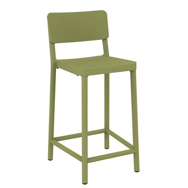 Lisboa Polypropylene Armless Counter Height Chair - Olive Green