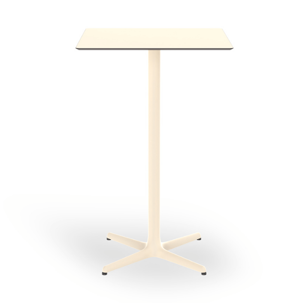 Toledo 27.6” High Square Bar Height with HPL Top and Painted Aluminum X Base - Ivory
