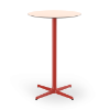 Toledo 27.6” High Round Bar Height with HPL Top and Painted Aluminum X Base - Light Red/Red