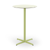 Toledo 27.6” High Round Bar Height with HPL Top and Painted Aluminum X Base - Light Green