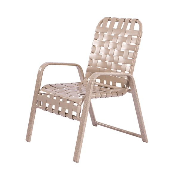 Waterfront Basketweave Vinyl Strap Patio Dining Chair