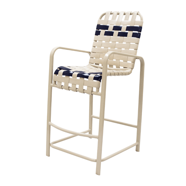 Resort Basketweave Vinyl Strap Patio Bar Stool