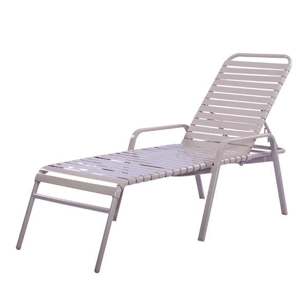 Resort Vinyl Strap Pool Lounge Chair with Arms - 16” Elevated Seat Height