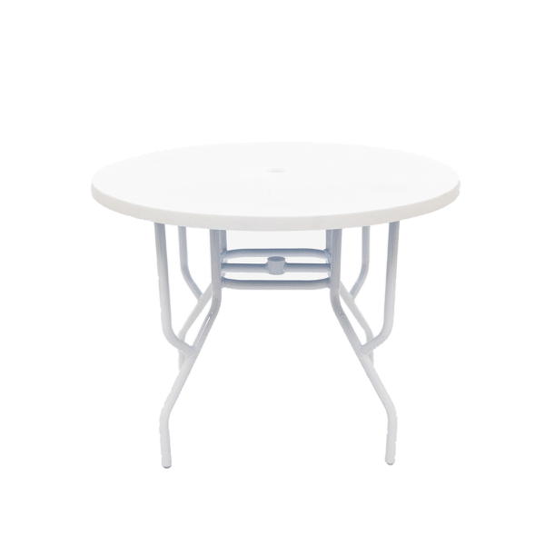 Coast Round Fiberglass Patio Dining Table with L Support Brackets, 36” Diameter