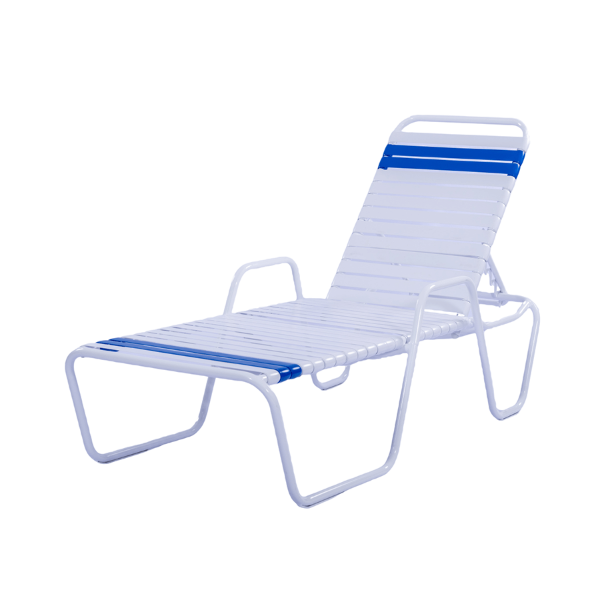 Coast Vinyl Strap Pool Lounge Chair with Arms - 14” Seat Height