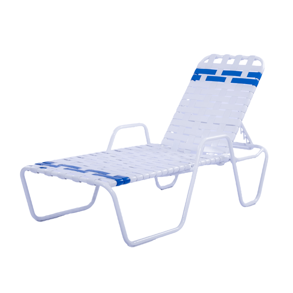 Coast Basketweave Vinyl Strap Pool Lounge Chair with Arms - 14” Seat Height