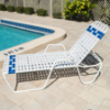 Coast Basketweave Vinyl Strap Pool Lounge Chair with Arms - 14” Seat Height - Lifestyle