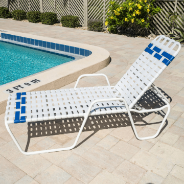 Commercial Vinyl Strap Chaise Lounges Hotel Pool Furniture Aluminum ...