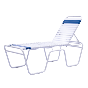 Commercial Vinyl Strap Chaise Lounges Hotel Pool Furniture Aluminum ...