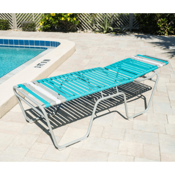 Commercial Vinyl Strap Chaise Lounges Hotel Pool Furniture Aluminum ...