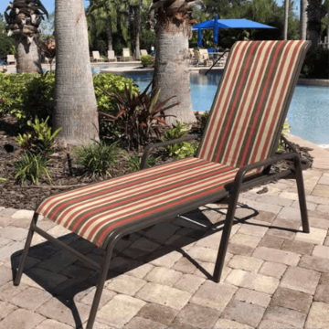 Resort Sling Pool Chaise Lounge with Semi-Sled Base - 16” Elevated Seat ...