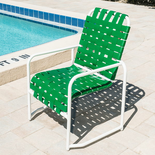 	Coast Basketweave Vinyl Strap Sled Base Patio Dining Chair - Lifestyle