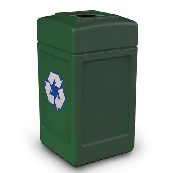 42-Gallon Polytec Plastic Recycling Container Square with Top-Opening Lid - 18 lbs. 