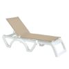 Jamaica Beach  Plastic Resin Sling Stackable Chaise Lounge - Beige / White