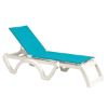 Jamaica Beach  Plastic Resin Sling Stackable Chaise Lounge - Turquoise / White