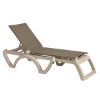 Jamaica Beach  Plastic Resin Sling Stackable Chaise Lounge - Taupe / Sandstone