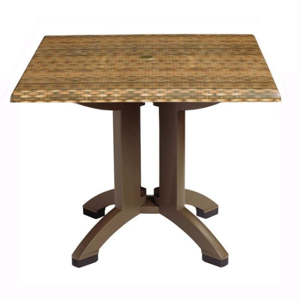 Atlanta 32” Square Pedestal Table With Umbrella Hole