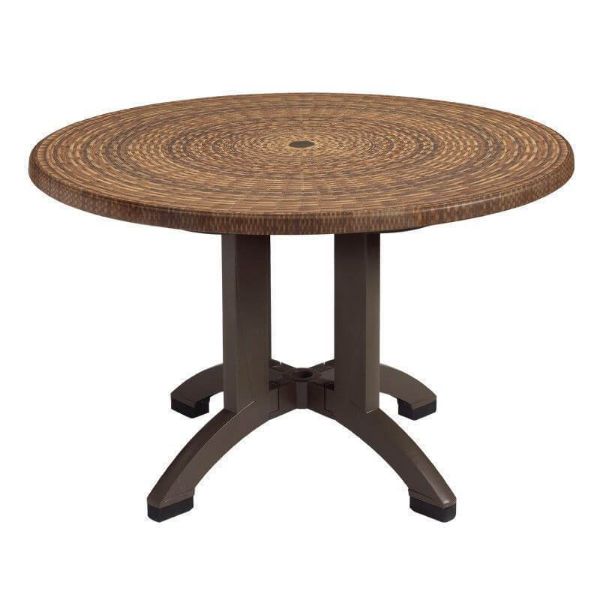 Wicker Decor Atlanta 42” Round Pedestal Table with Umbrella Hole