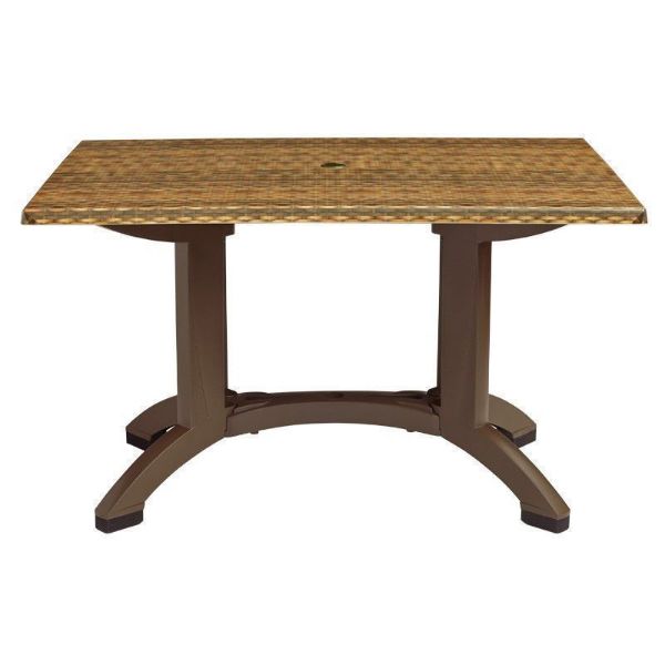 Atlanta 48” x 32” Pedestal Table with Umbrella Hole Wicker