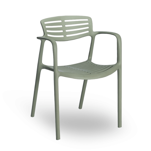 Toledo Air Stackable Polypropylene Poolside Patio Dining Chair -  Green Grey