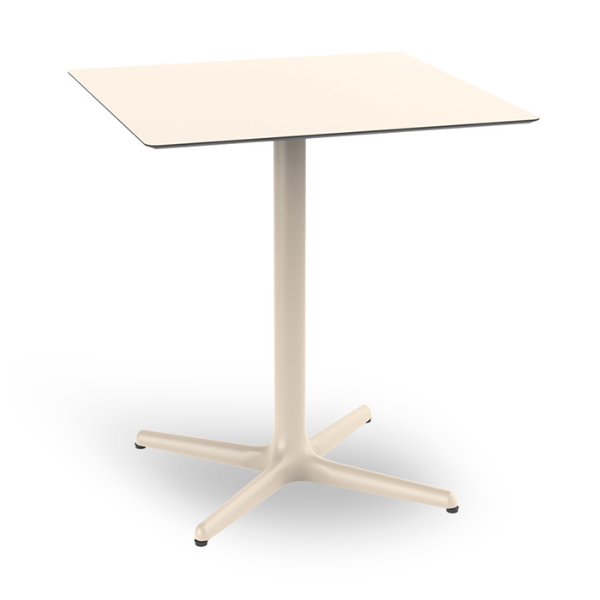 Toledo 27.6” Square Dining Patio Table with HPL Top and Painted Aluminum X Base - Ivory