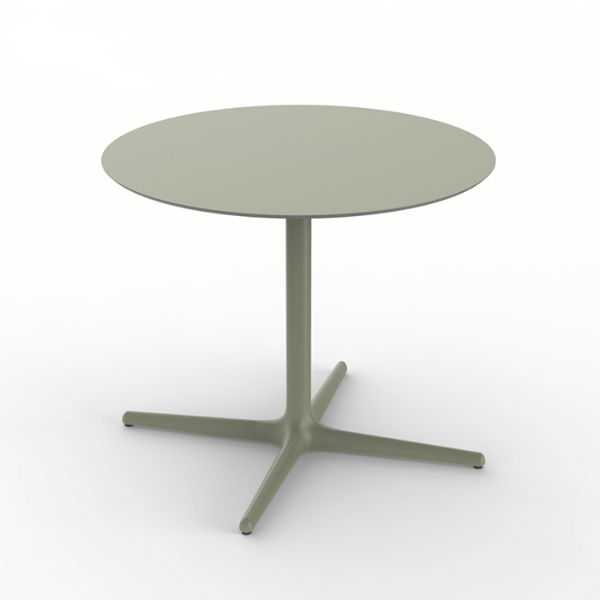 Green Grey - 35.4” Toledo XL Round Dining Patio Table with HPL Top and Painted Aluminum X Base - FAST SHIPIING