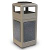Picture of 42 Gallon Plastic Pool Deck Trash Can with Stone Panel and Dome Ash Tray Top, 65 lbs.