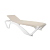 Marina Club Sunbed Stackable Polypropylene Sling Chaise Lounge - White / Beige