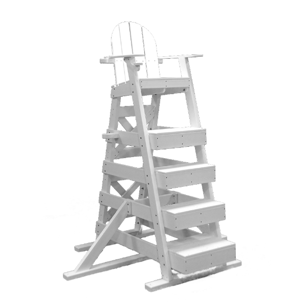60” Seat Height Recycled Plastic Beach Lifeguard Chair with Steps