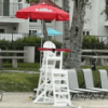 64” Seat Height Recycled Plastic Tall Lifeguard Chair with Front Ladder - Lifestyle