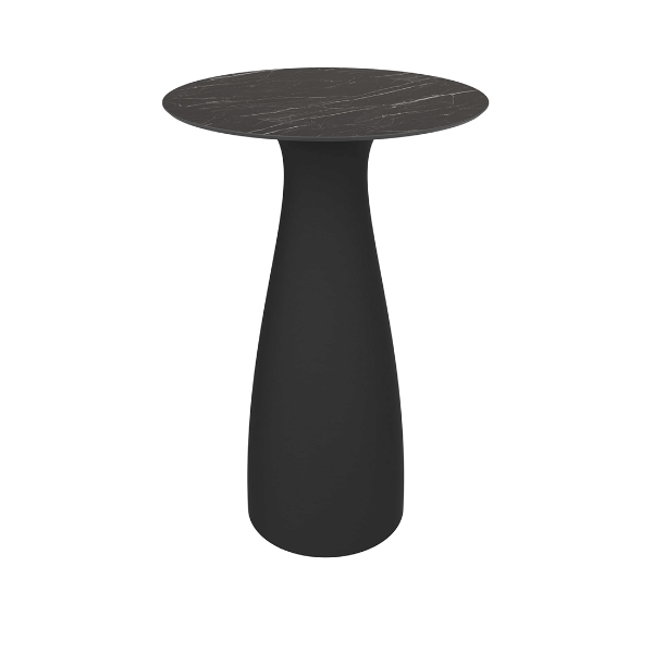Baobab L 28” Round Bar Height Dining Table - Black/Black Marble
