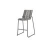Woven outdoor bar chair in fog gray seat with graphite frame for patio and resort bars