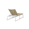 Back view of woven chaise lounge in barley seat with white frame for resort pools