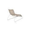 Back view of woven comfort chaise lounge in barley finish with white frame