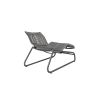 Reclined woven comfort chaise lounge in fog gray with graphite frame for resort pools