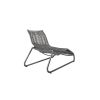 Back view of woven comfort chaise lounge in fog gray with graphite frame