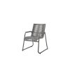 Cabana woven seat dining arm chair in Fog and Graphite finish, front angle view