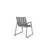Back view of Cabana woven seat dining arm chair in Fog and Graphite finish