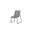 Cabana woven seat dining side chair in Fog and Graphite finish, ideal for outdoor dining spaces.