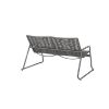 Back view of Cabana woven loveseat sofa in Fog and Graphite finish for commercial patio seating